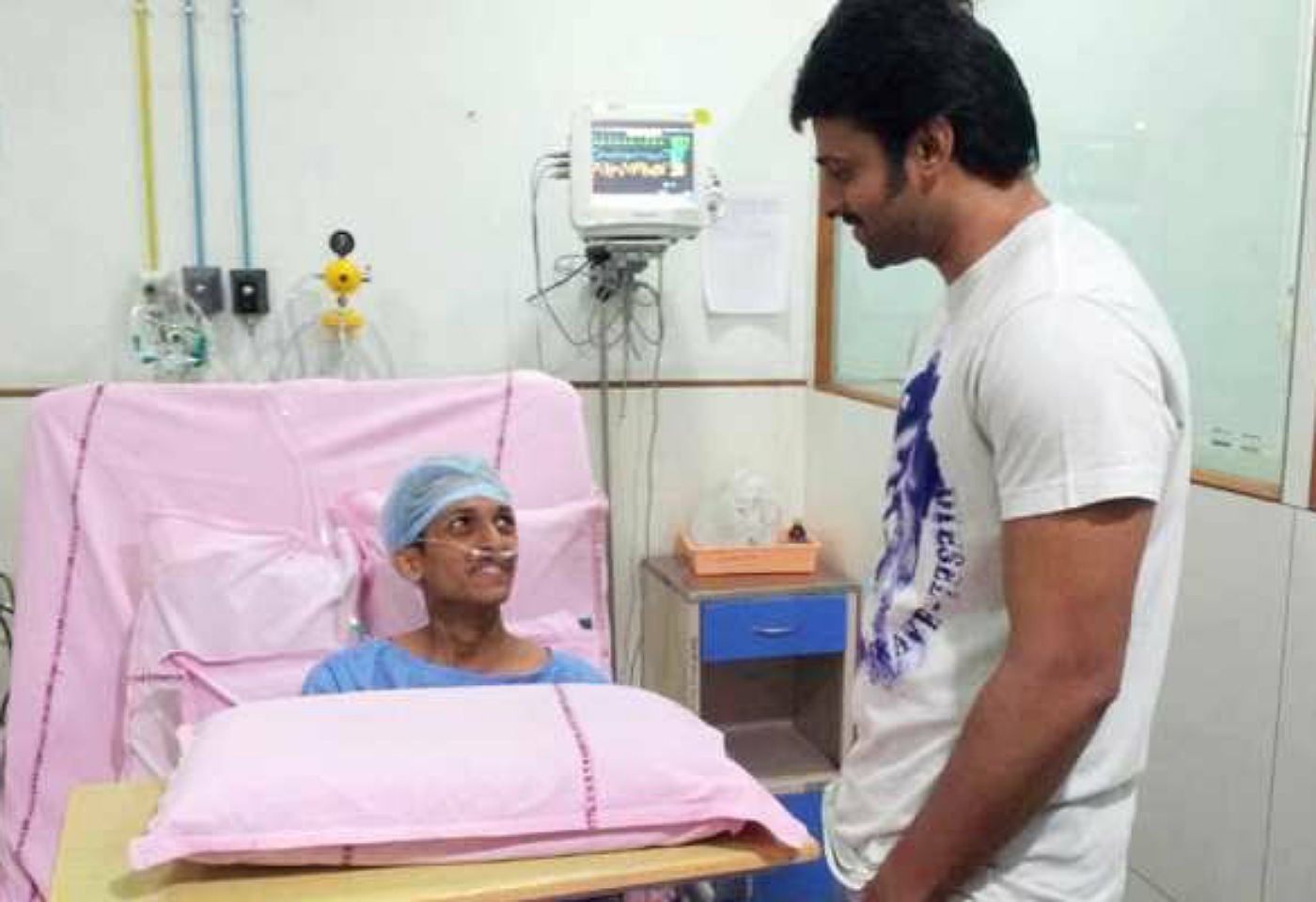 prabhas at hospital for fan