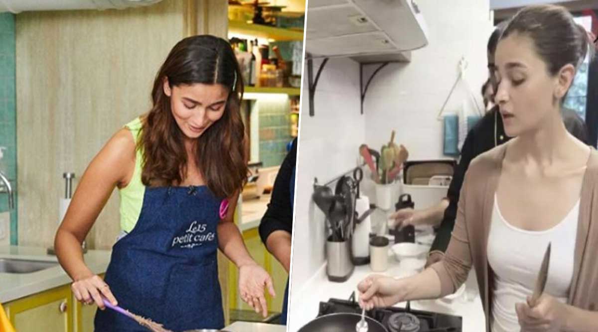 Alia cooking in kitchen