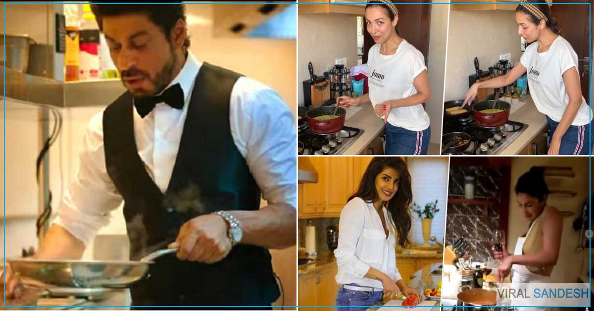Bollywood Celebrity cooking in kitchen