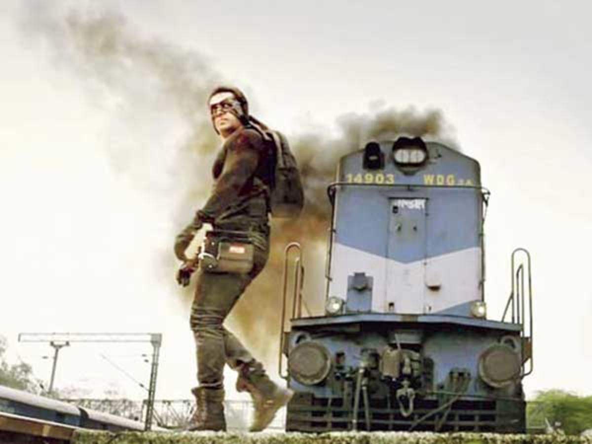 Kick Movie Stunt on railway track