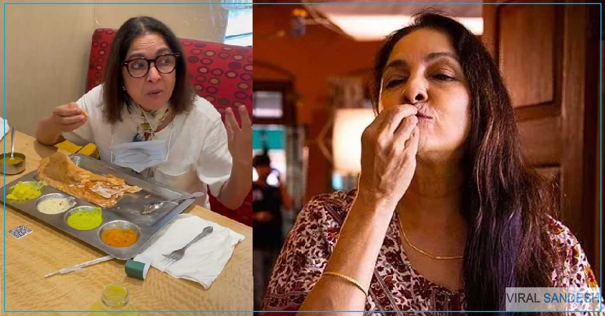Neena Gupta Eating in Restaurant