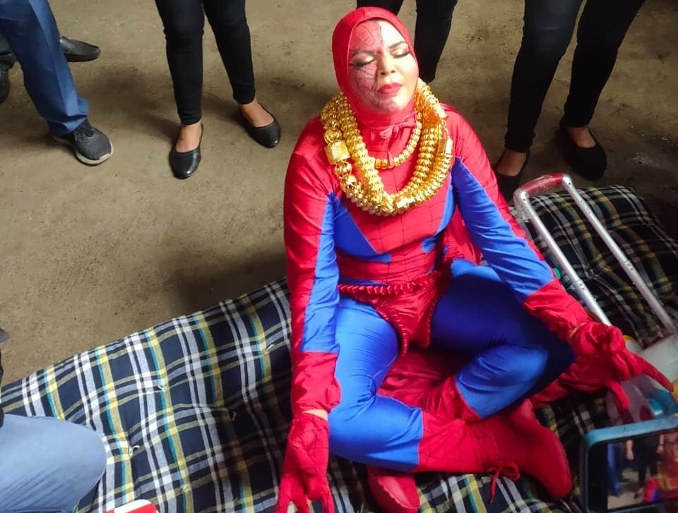 Rakhi sawant spiderman gold woman