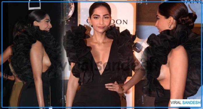Sonam Kapoor black dress oops moment