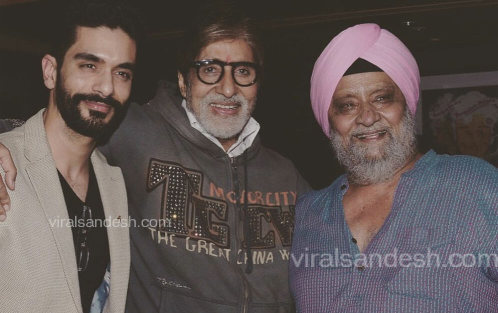 Angad Bedi with Father and amitabh