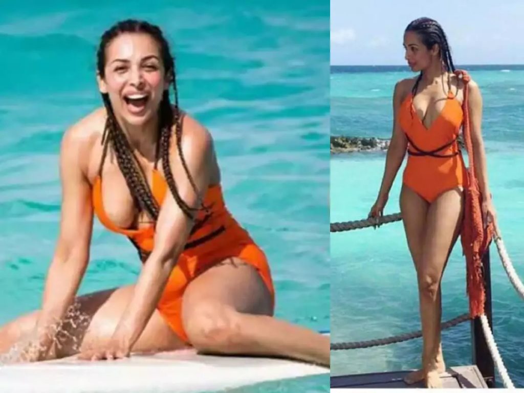 malaika arora orange bikini